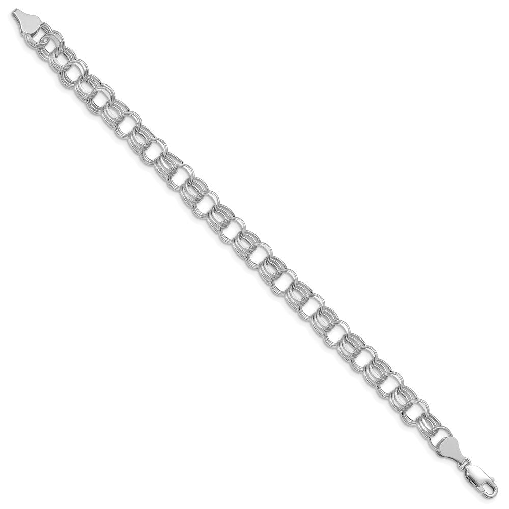 14K Weißgold 8.5mm Hohl Dreifach Glieder Charm Armband