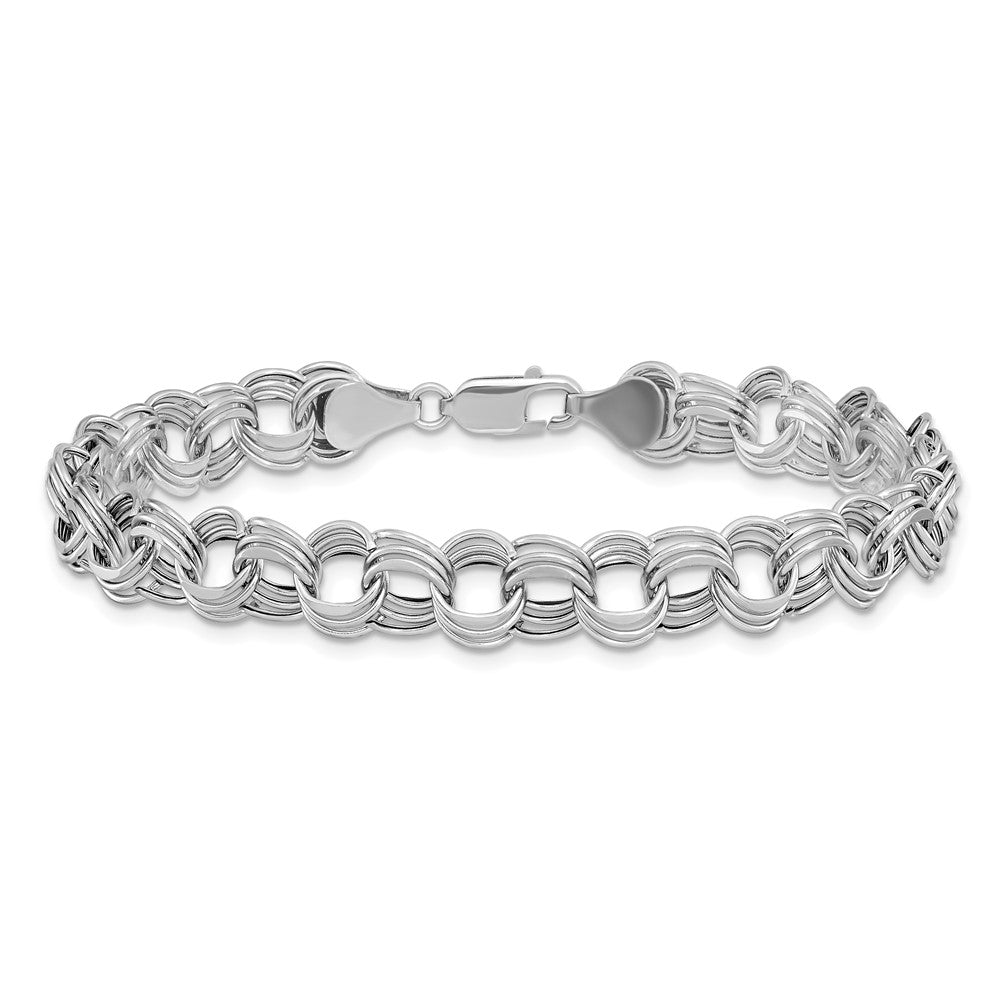 14K Weißgold 8.5mm Hohl Dreifach Glieder Charm Armband