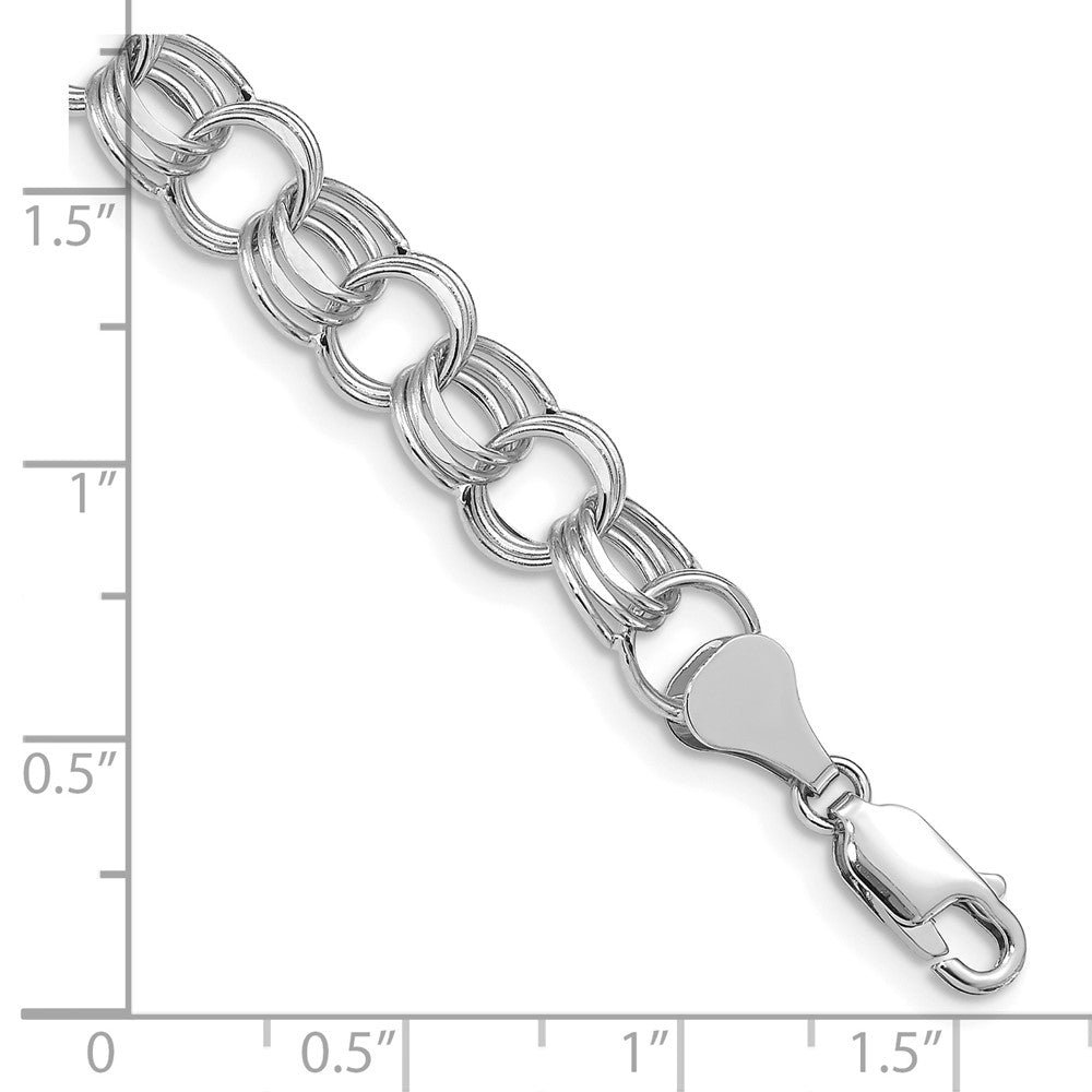 14K Weißgold 8.5mm Hohl Dreifach Glieder Charm Armband