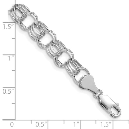 14K Weißgold 8.5mm Hohl Dreifach Glieder Charm Armband