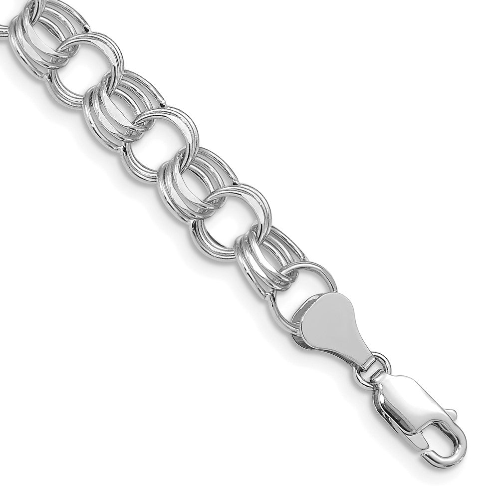 14K Weißgold 8.5mm Hohl Dreifach Glieder Charm Armband