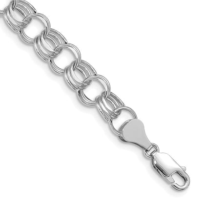 14K Weißgold 8.5mm Hohl Dreifach Glieder Charm Armband