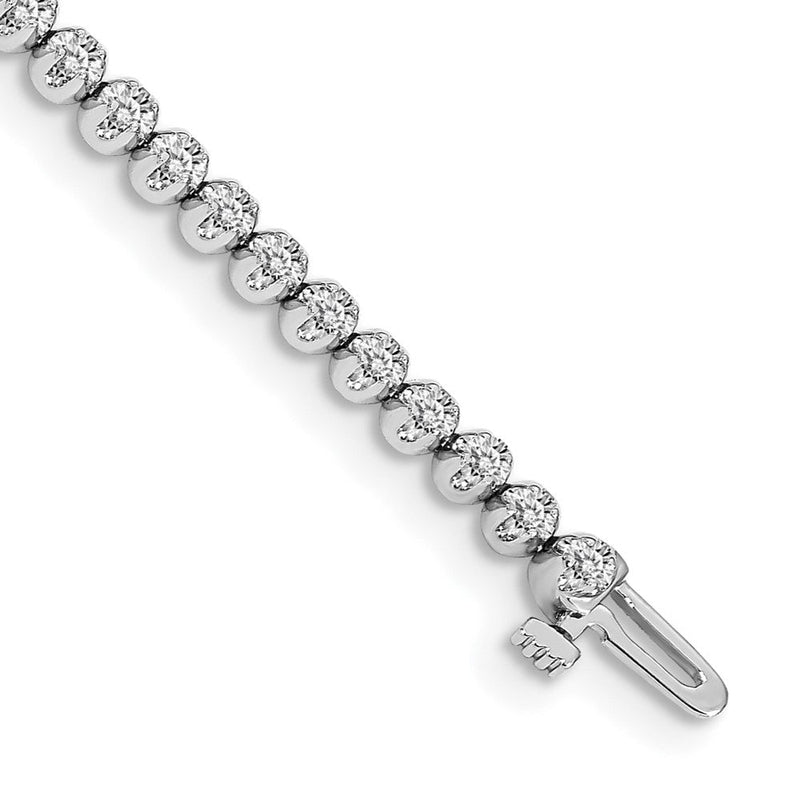 14K Weißgold Komplett 1 Karat Rund Vs Diamant 4 Krappen 7 Zoll Tennis Armband