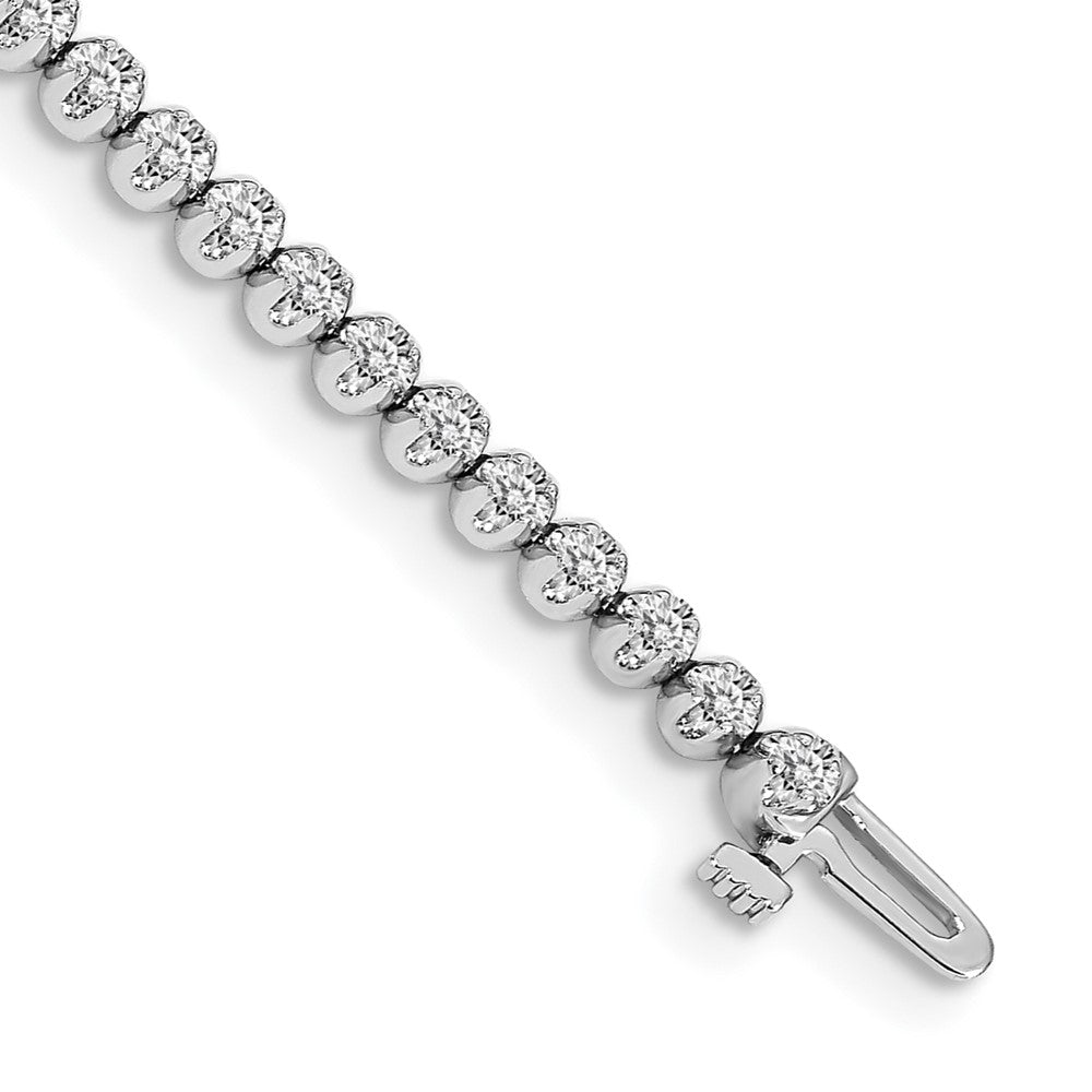 14K Weißgold Komplett 1 Karat Rund A Diamant 4 Krappen 7 Zoll Tennis Armband