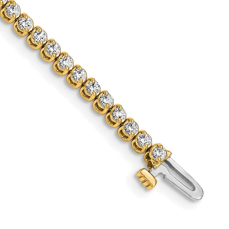 14K Gelbgold Komplett1.9 Karat Rund Aaa Diamant 2 Krappen 7 Zoll Tennis Armband