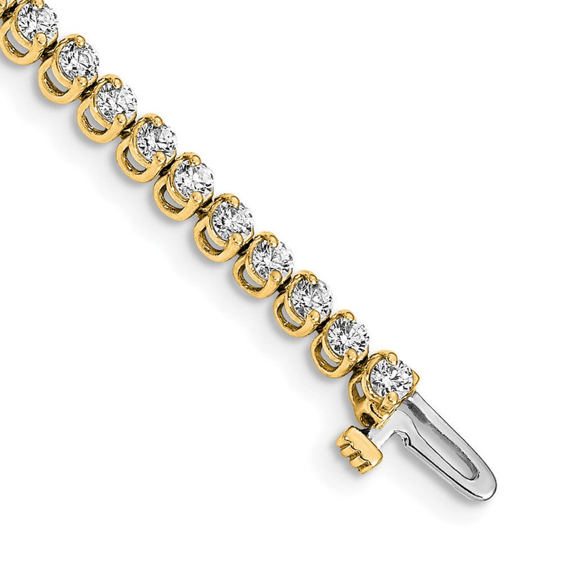 14K Gelbgold Komplett 2.9 Karat Rund A Diamant 2 Krappen 7 Zoll Tennis Armband