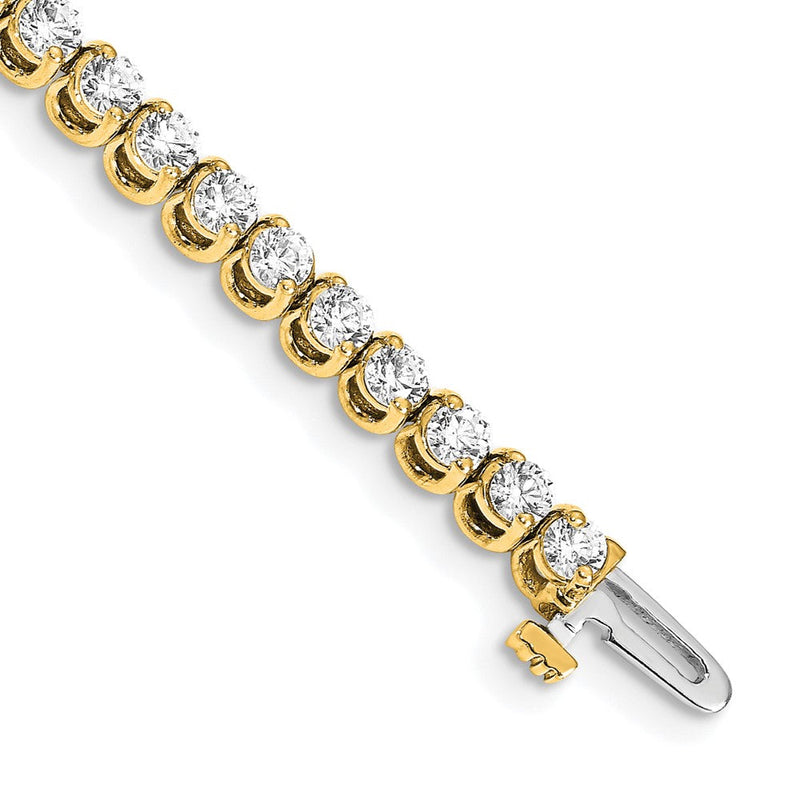 14K Gelbgold Komplett 4.18 Karat Rund A Diamant 2 Krappen 7 Zoll Tennis Armband