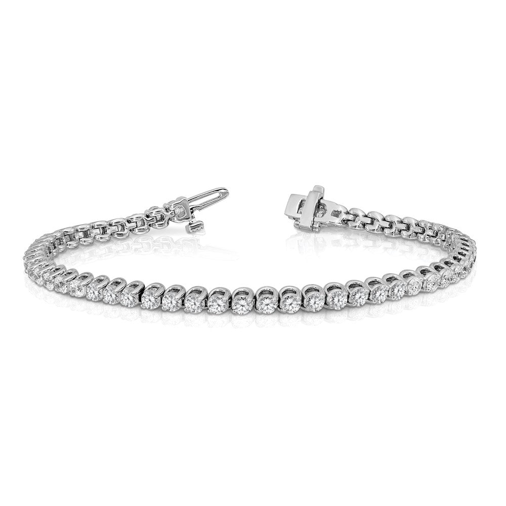 14K Weißgold Komplett 4.18 Karat Rund A Diamant 2 Krappen 7 Zoll Tennis Armband