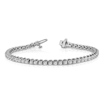 14K Weißgold Komplett 4.18 Karat Rund A Diamant 2 Krappen 7 Zoll Tennis Armband