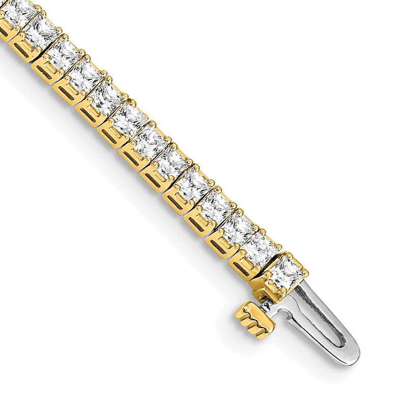14K Gelbgold Komplett 4 Karat Princess Aa Diamant Krappen 7 Zoll Tennis Armband