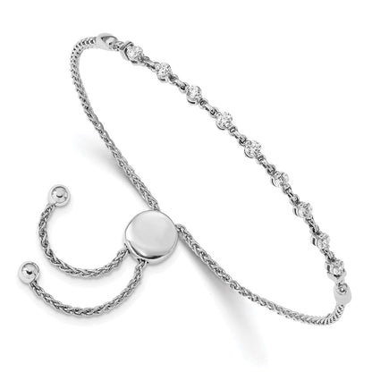 14K Weißgold Poliert Komplett 1/2 Karat Aaa Diamant Verstellbar Armband