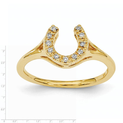 14K Gelbgold AAA-Diamant-Hufeisen-Ring