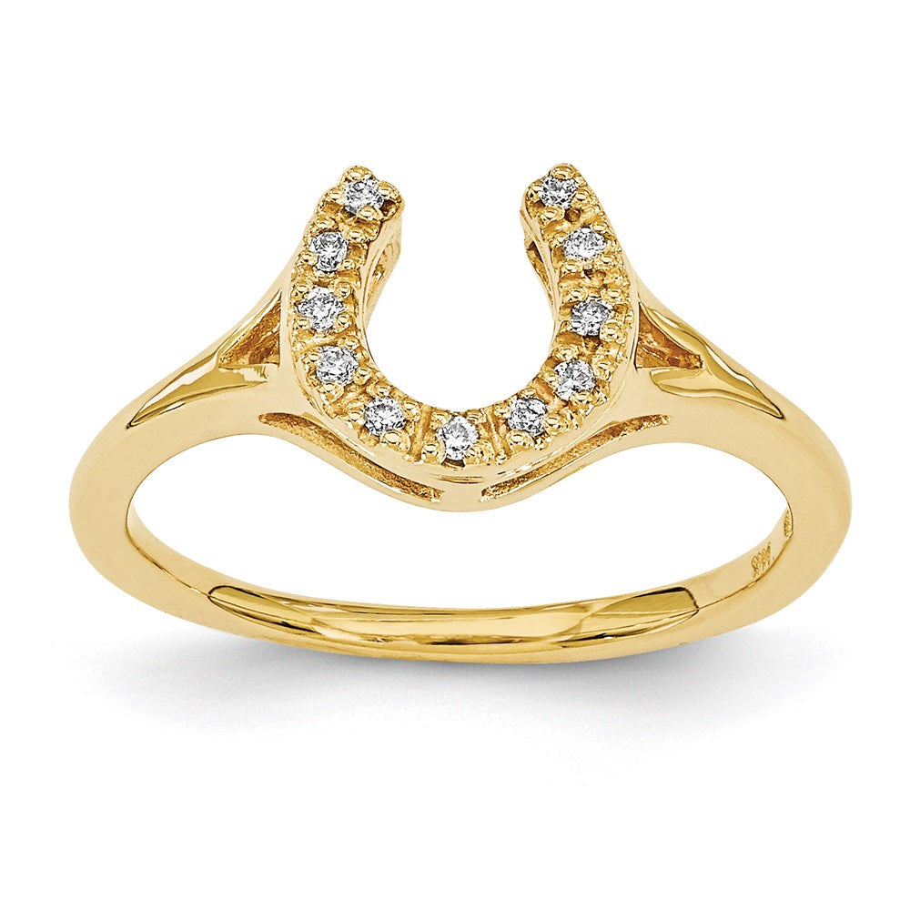 14K Gelbgold AAA-Diamant-Hufeisen-Ring
