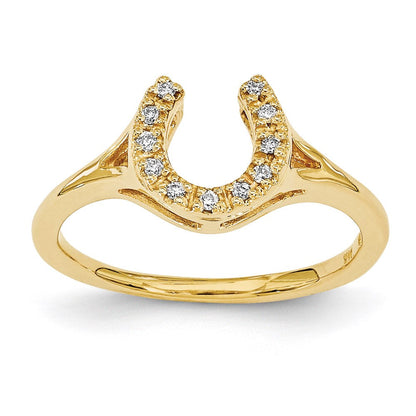 14K Gelbgold AAA-Diamant-Hufeisen-Ring