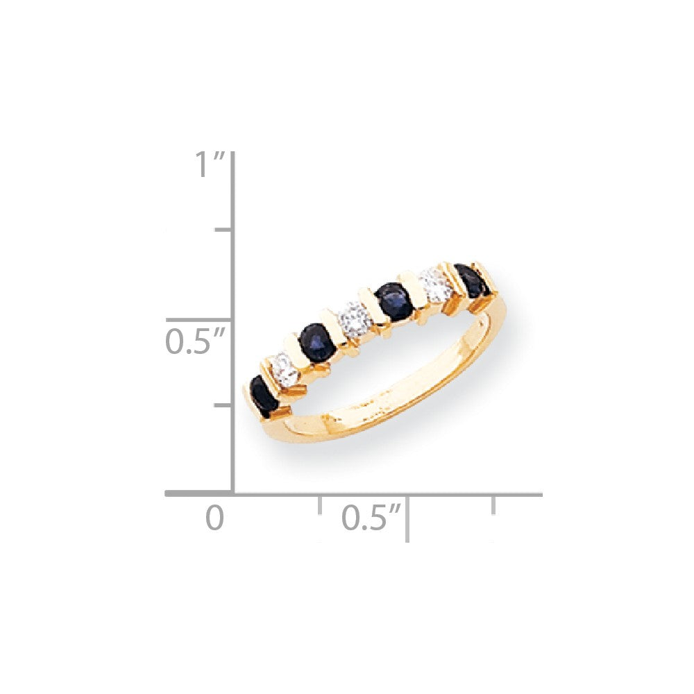 14K Gelbgold 2.75mm Saphir Aa Diamant Jahrestag Ring