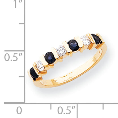 14K Gelbgold 2.75mm Saphir Vs Diamant Jahrestag Ring