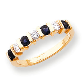 14K Gelbgold 2.75mm Saphir Aaa Diamant Jahrestag Ring
