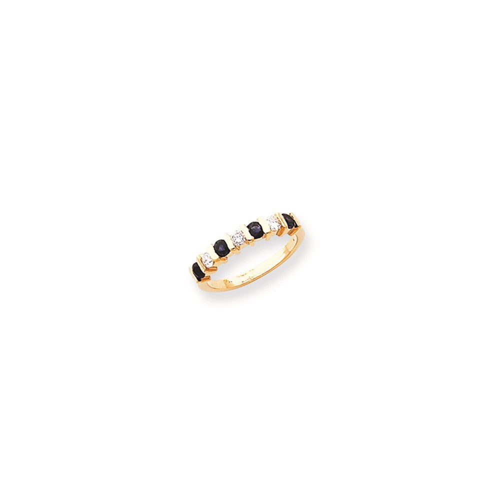 14K Gelbgold 2.75mm Saphir Aa Diamant Jahrestag Ring