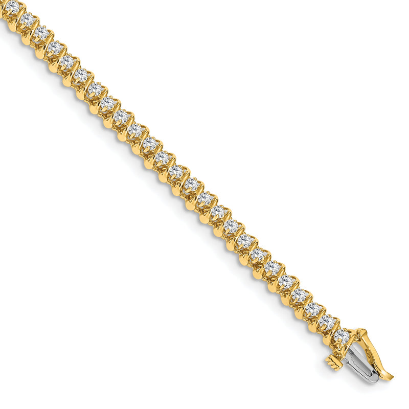 14K Gelbgold Komplett 0.93 Karat Rund Aaa Diamant Fantasie Spirale 7 Zoll Tennis Armband