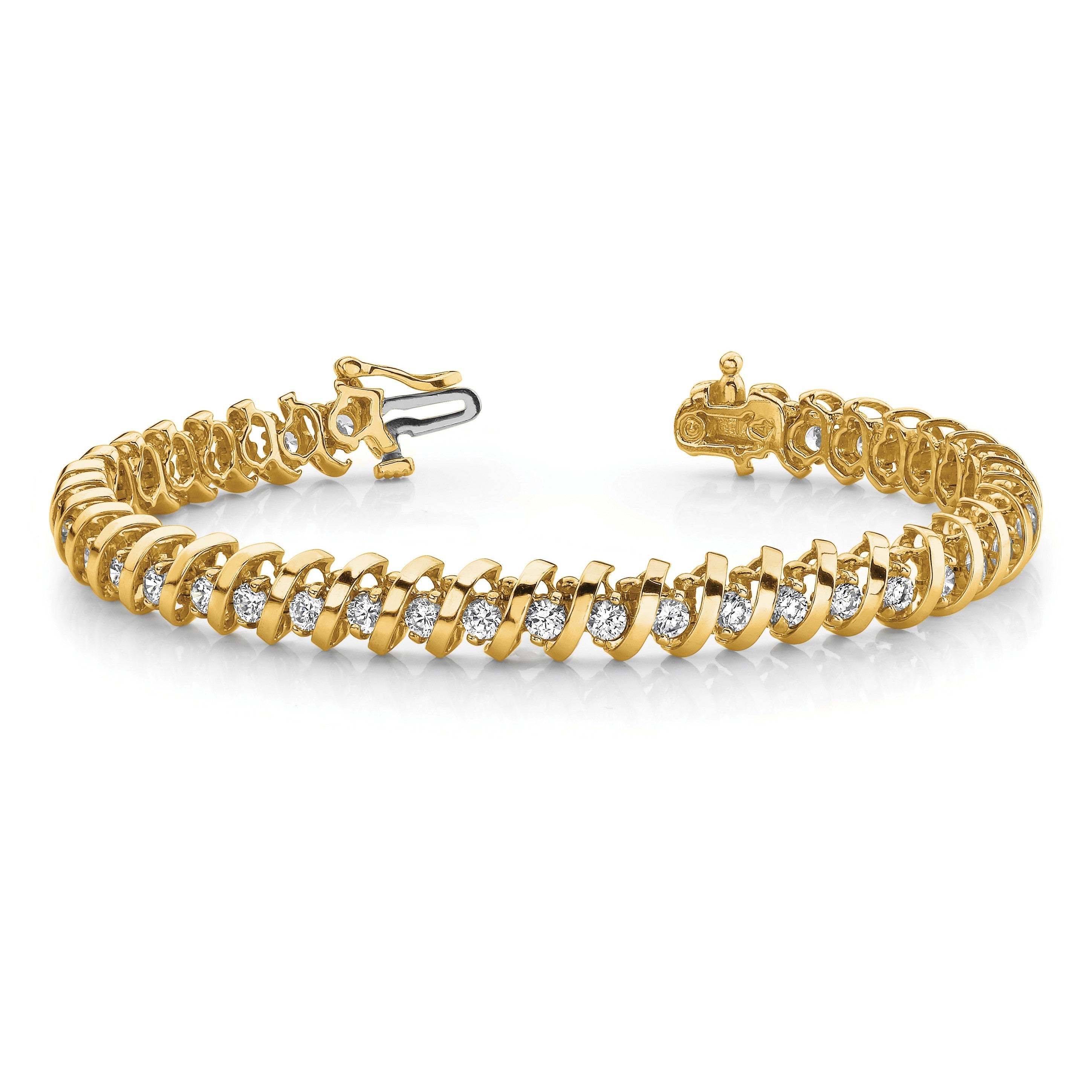 14K Gelbgold 2 Ct. Im Labor Gezüchtet Diamant Vs/si+ G+ Roind Tennis Armband