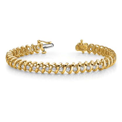 14K Gelbgold 2 Ct. Im Labor Gezüchtet Diamant Vs/si+ G+ Roind Tennis Armband