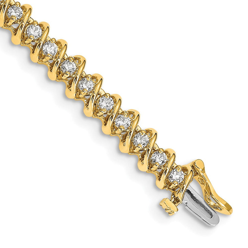 14K Gelbgold Komplett 2.25 Karat Rund Aaa Diamant Fantasie Spirale 7 Zoll Tennis Armband
