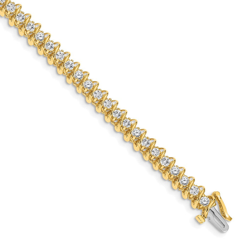 14K Gelbgold Komplett 3.31 Karat Rund A Diamant Fantasie Spirale 7 Zoll Tennis Armband
