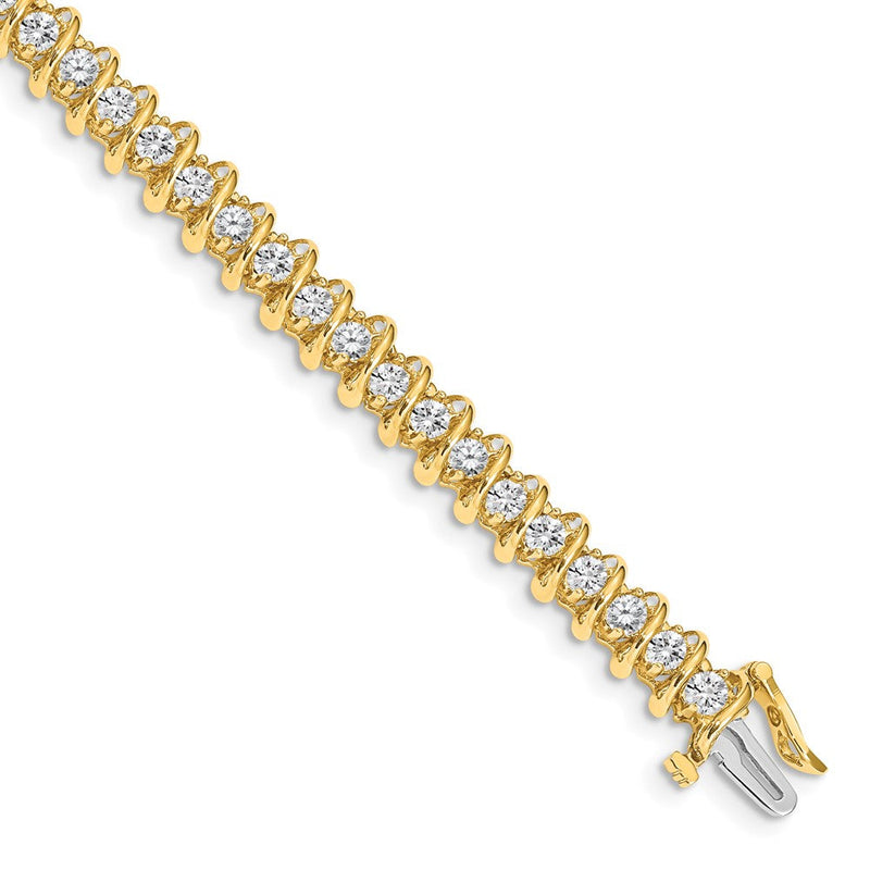 14K Gelbgold Komplett 3.72 Karat Rund Aa Diamant Fantasie Spirale 7 Zoll Tennis Armband