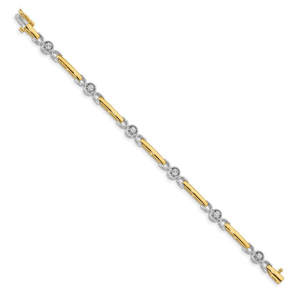 14K Bicolor Komplett 1/2 Karat Rund Vs Diamant Stab 7 Zoll Tennis Armband