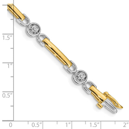 14K Bicolor Komplett 1/2 Karat Rund Aa Diamant Stab 7 Zoll Tennis Armband
