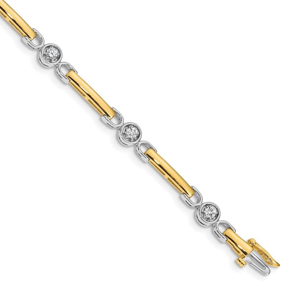 14K Bicolor Komplett 1/2 Karat Rund Aa Diamant Stab 7 Zoll Tennis Armband