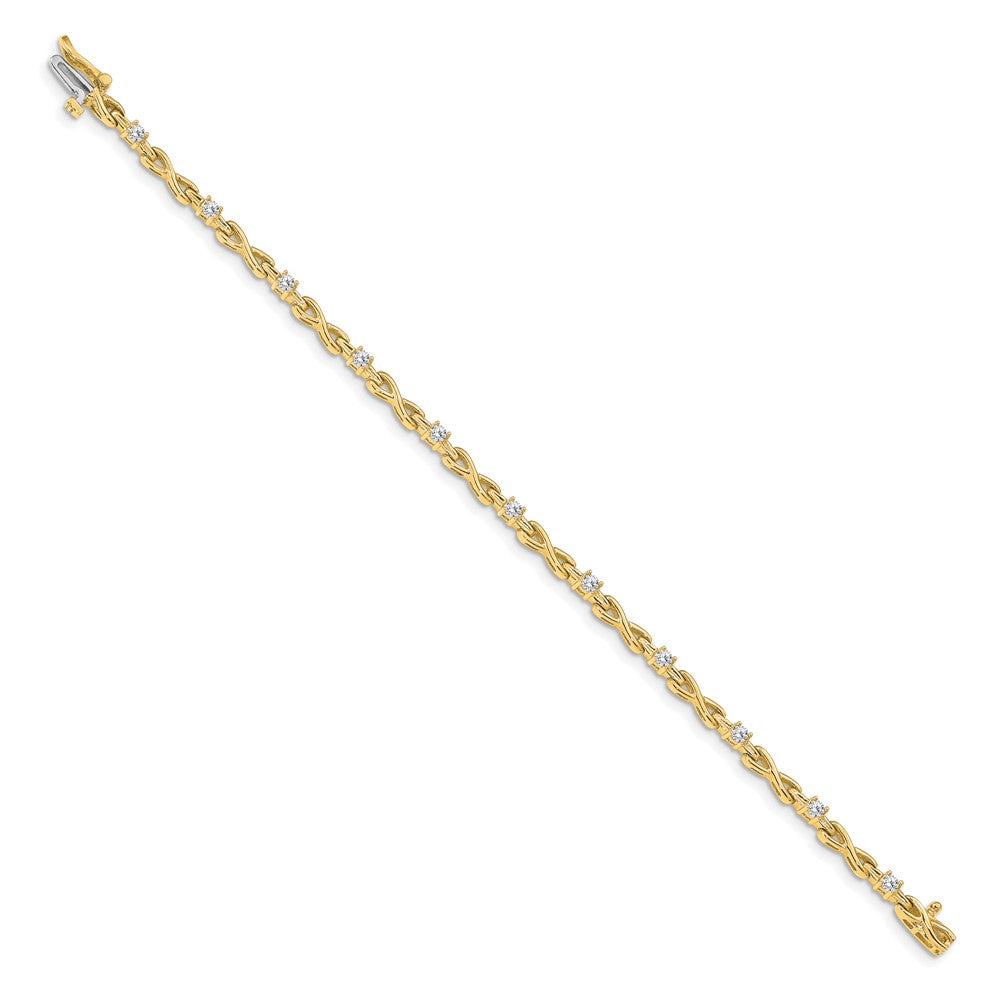 14K Gelbgold Komplett 1/2 Karat Rund Aaa Diamant 4 Krappen X Design 7 Zoll Tennis Armband
