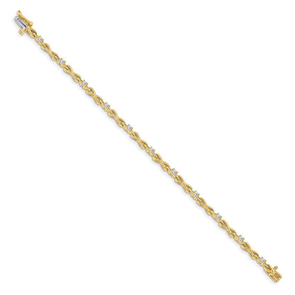 14K Gelbgold Komplett 1/2 Karat Rund Aaa Diamant 4 Krappen X Design 7 Zoll Tennis Armband