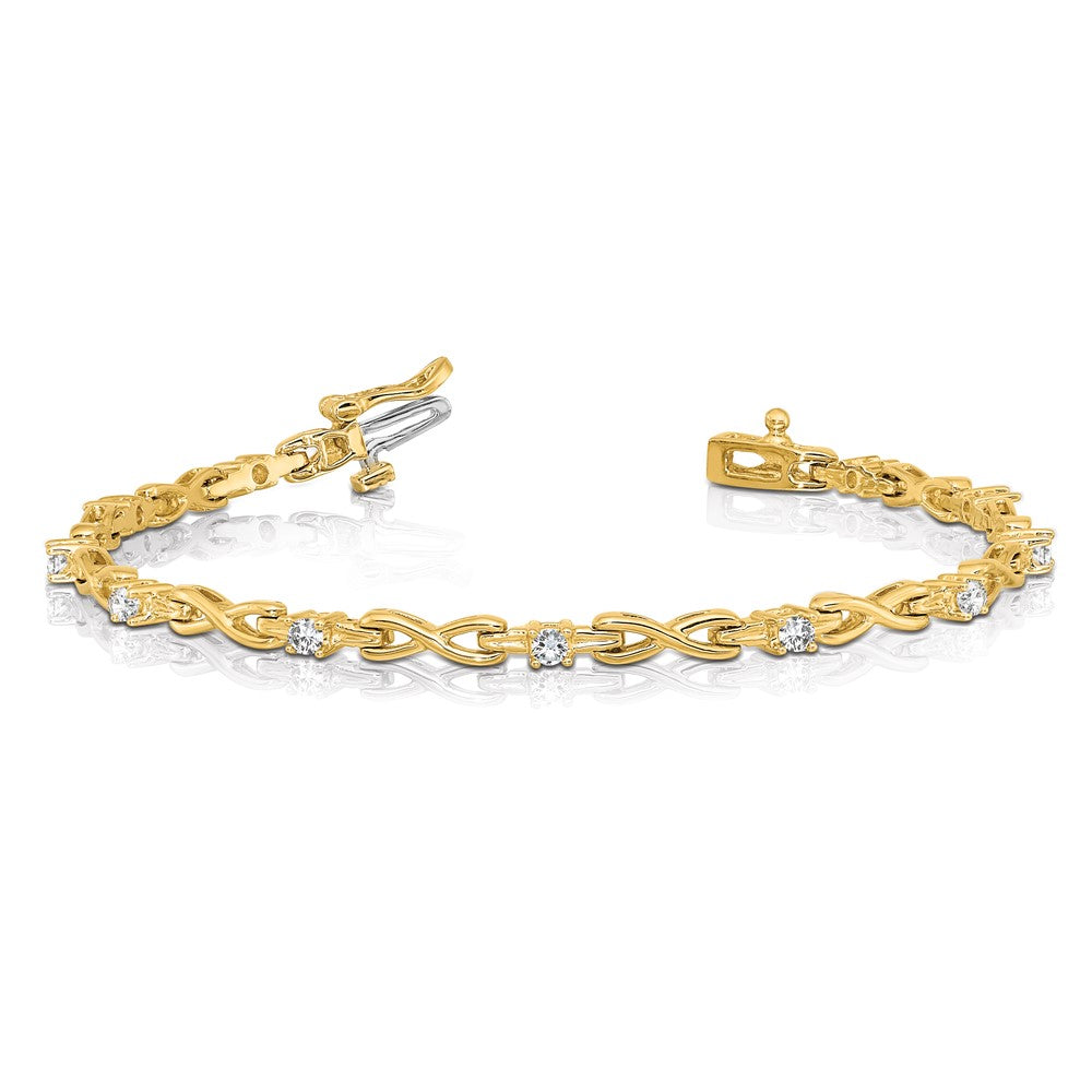14K Gelbgold Komplett 1/2 Karat Rund Aaa Diamant 4 Krappen X Design 7 Zoll Tennis Armband