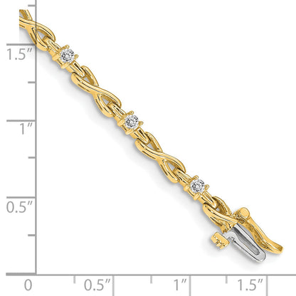14K Gelbgold Komplett 1/2 Karat Rund Aaa Diamant 4 Krappen X Design 7 Zoll Tennis Armband