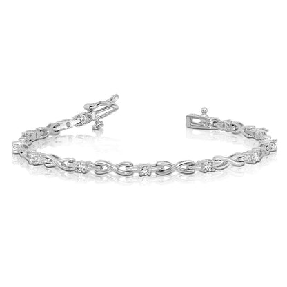 14K Weißgold Komplett 1/2 Karat Rund Vs Diamant 4 Krappen X Design 7 Zoll Tennis Armband