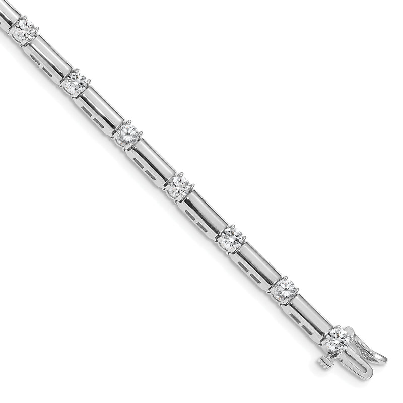14K Weißgold Komplett 2.8 Karat Rund A Diamant Stab Glieder 7 Zoll Tennis Armband