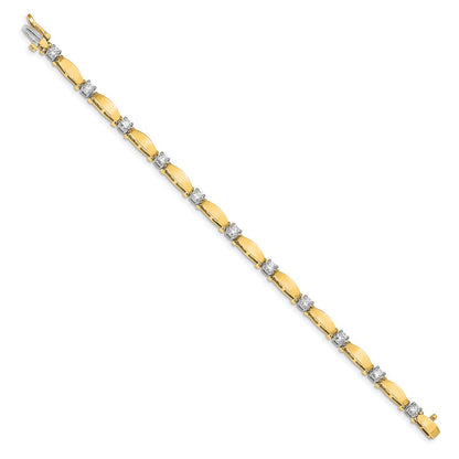 14K Bicolor Komplett 1.87 Karat Rund A Diamant Gebogen Stab Glieder 7 Zoll Tennis Armband