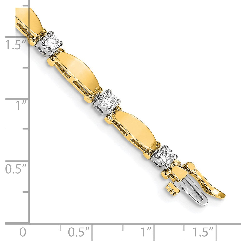14K Bicolor Komplett 1.87 Karat Rund A Diamant Gebogen Stab Glieder 7 Zoll Tennis Armband