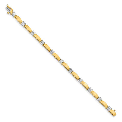 14K Bicolor Komplett 2.75 Karat Rund Aaa Diamant Gebogen Stab Glieder 7 Zoll Tennis Armband