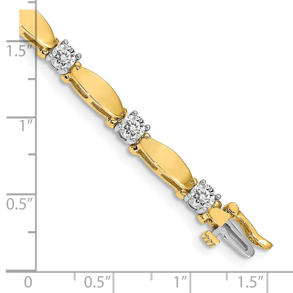14K Bicolor Komplett 2.75 Karat Rund Aaa Diamant Gebogen Stab Glieder 7 Zoll Tennis Armband
