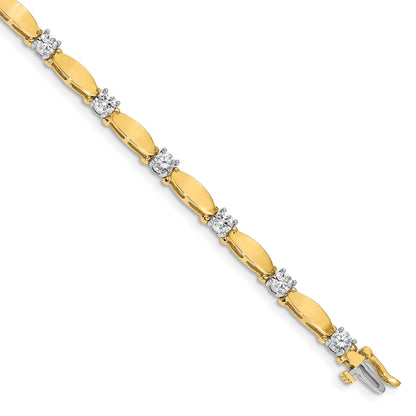 14K Bicolor Komplett 2.75 Karat Rund Aaa Diamant Gebogen Stab Glieder 7 Zoll Tennis Armband