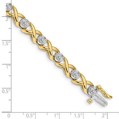 14K Bicolor Komplett 1 Karat Rund Vs Diamant 4 Krappen X Design 7 Zoll Tennis Armband