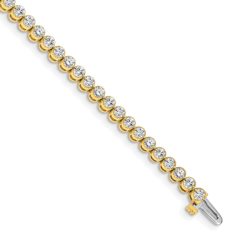 14K Gelbgold Komplett 3.06 Karat Rund Vs Diamant 2 Krappen 7 Zoll Tennis Armband