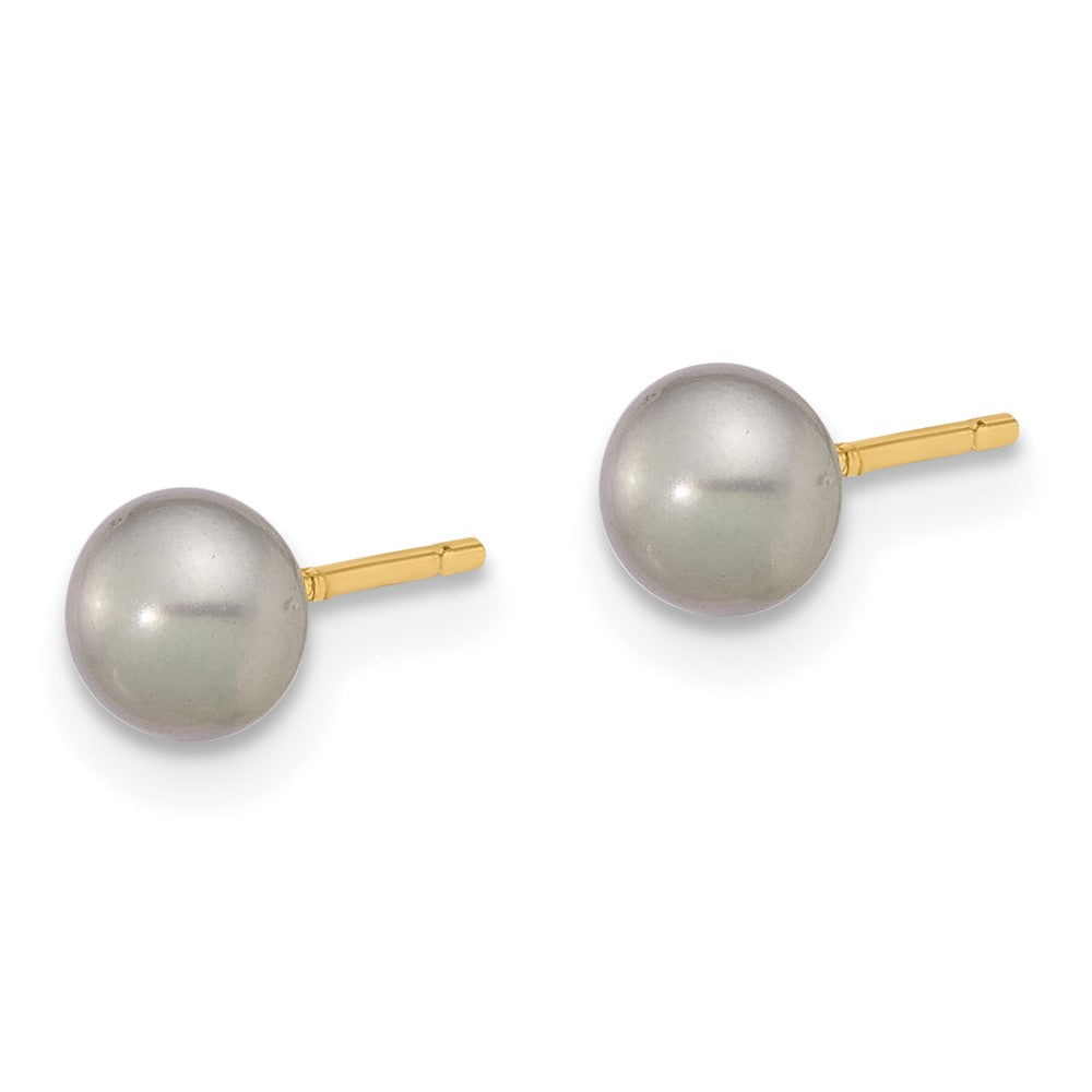 14K Gelbgold 4-5mm Grau Knopf Fwc Perle Ohrstecker