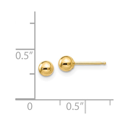 14K Gelbgold Poliert 4mm Kugel Ohrstecker