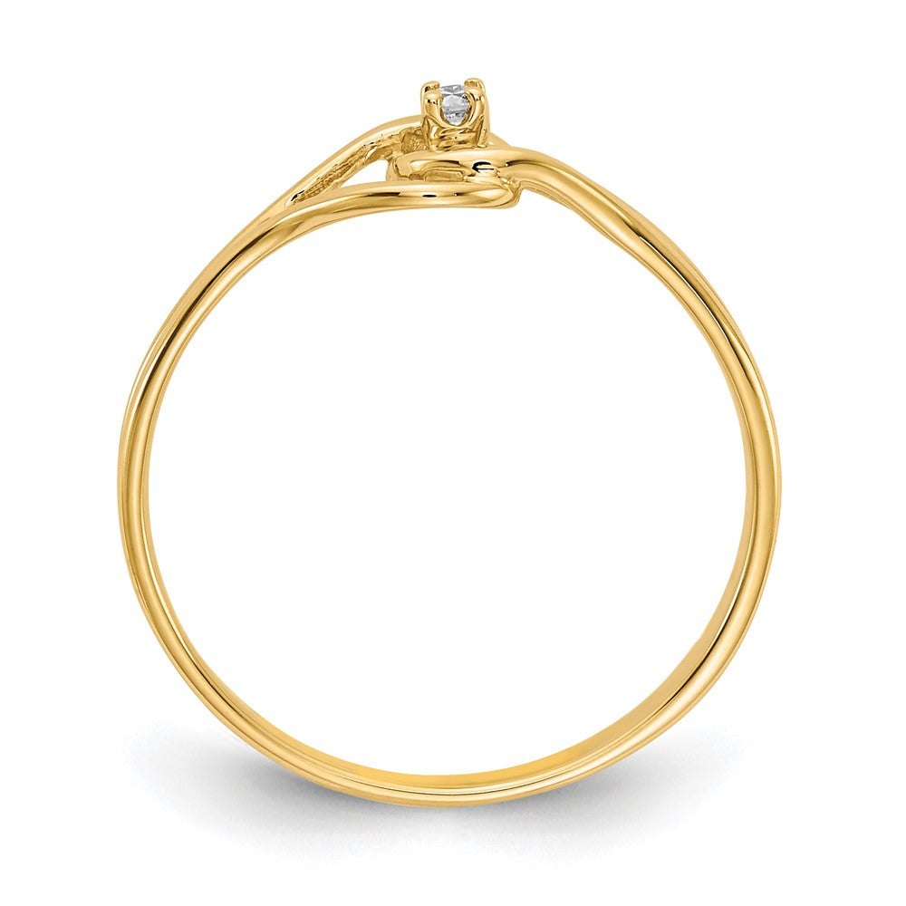 14K Gelbgold Ring mit natürlichem Diamant, poliert