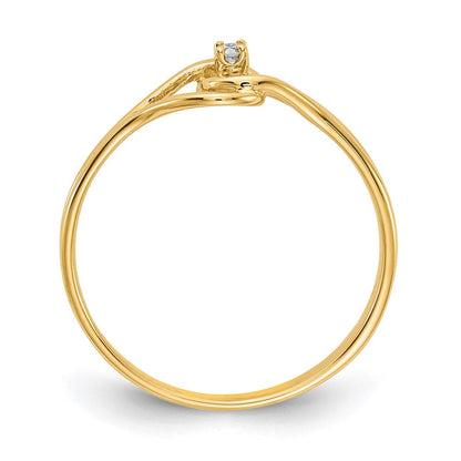 14K Gelbgold Ring mit natürlichem Diamant, poliert