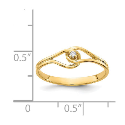 14K Gelbgold Ring mit natürlichem Diamant, poliert