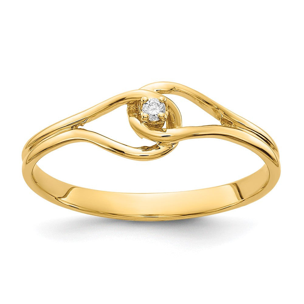 14K Gelbgold Ring mit natürlichem Diamant, poliert